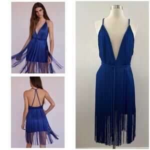Free People Fringe Element Dress Women's Small Blue Mini Party Club Dance Disco